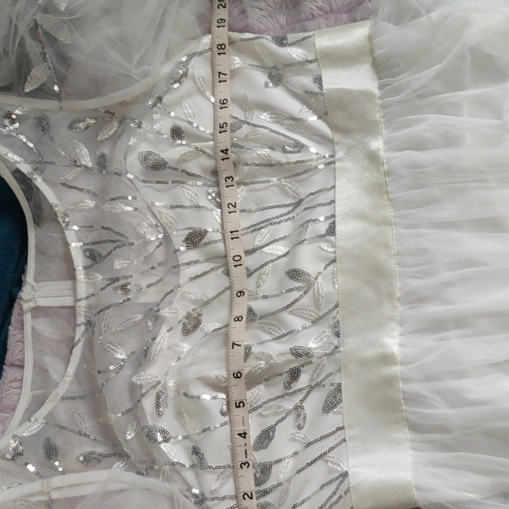 Ever Pretty White Silver Sequins Embroidered Leaf… - image 4